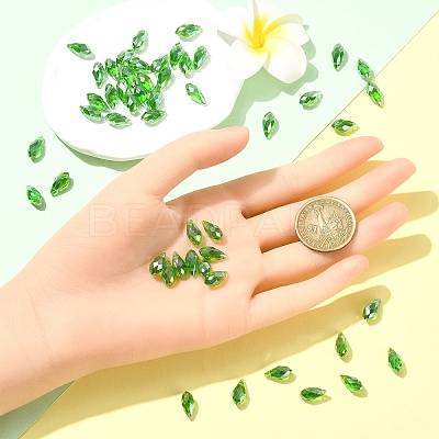 50Pcs Electroplate Glass Faceted Teardrop Beads EGLA-YW0005-17A-1