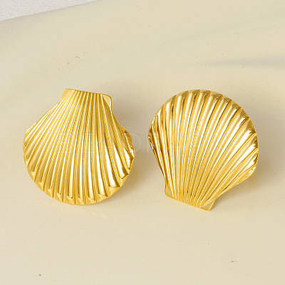 304 Stainless Steel Ocean Shell Beach Ring UR3075-2-1