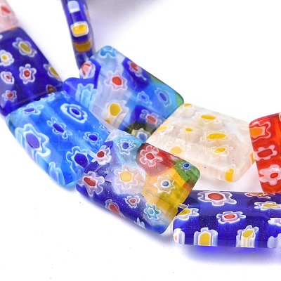 Rectangle Handmade Millefiori Glass Beads Strands LK-R004-22-1
