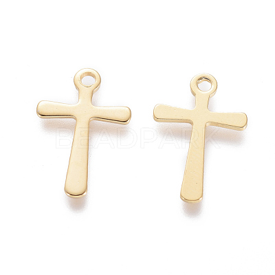 201 Stainless Steel Tiny Cross Charms STAS-L233-081G-1