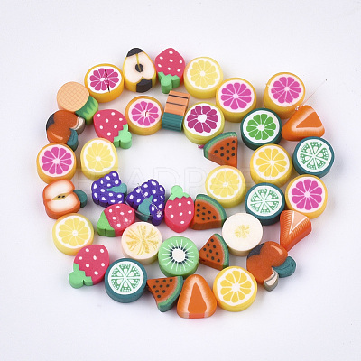 Handmade Polymer Clay Beads Strands CLAY-S092-24-1