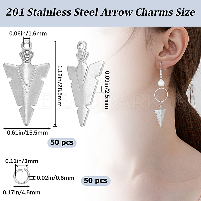 50Pcs 201 Stainless Steel Pendants STAS-CN0001-21-1