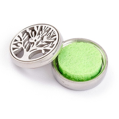304 Stainless Steel Magnetic Diffuser Locket Aromatherapy Essential Oil Buckle AJEW-M027-11P-1