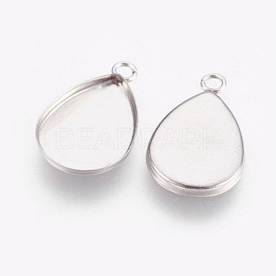 Non-Tarnish 304 Stainless Steel Pendant Cabochon Settings X-STAS-F167-23P-1