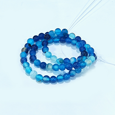 Natural Striped Agate/Banded Agate Beads Strands G-D845-01F-6mm-1