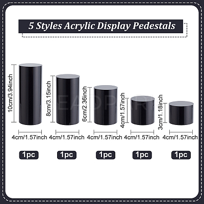5Pcs 5 Styles Column Opaque Acrylic Jewelry Display Pedestals ODIS-FG0001-63-1
