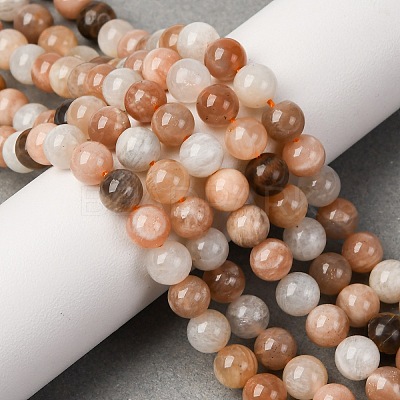 Natural Multi-Moonstone Beads Strands G-O030-6mm-10-1
