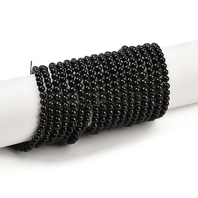 Natural Black Tourmaline Beads Strands G-G763-01-4mm-AB-1
