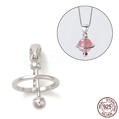 Anti-Tarnish Rhodium Plated 925 Sterling Silver Locket Style Planet Pinch Bails LS-STER-NH0001-55B-P-1