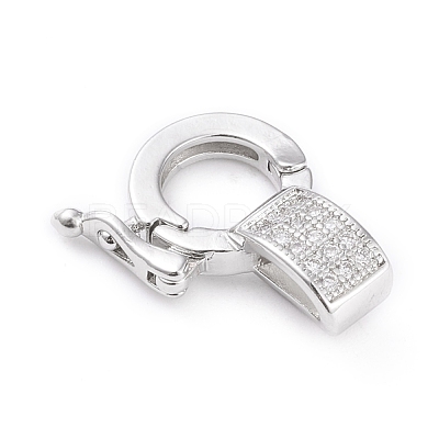 Brass Micro Pave Clear Cubic Zirconia Twister Clasps ZIRC-L097-021P-1