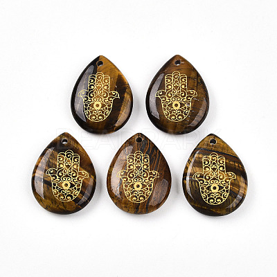 Natural Tiger Eye Pendants G-N345-05A-1