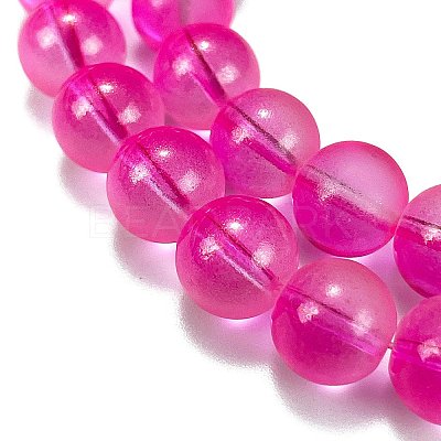 Frosted Transparent Glass Bead Strands GLAA-P065-10mm-11-1
