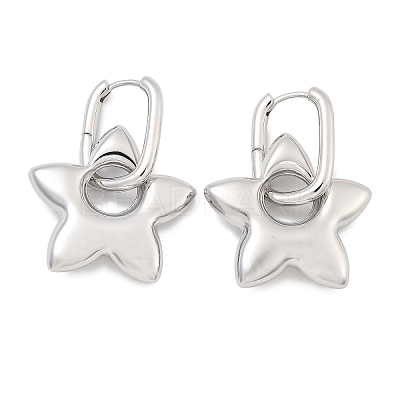 Star Brass Hoop Earrings for Women EJEW-U057-06C-02P-1