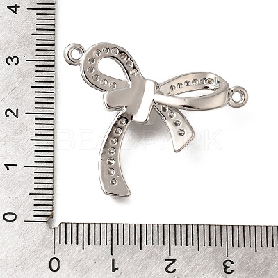 Rack Plating Brass Pave Clear Cubic Zirconia Bowknot Connector Charms KK-I716-28P-1