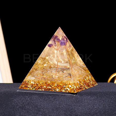 Resin Orgonite Pyramid Display Decorations G-PW0004-55J-1