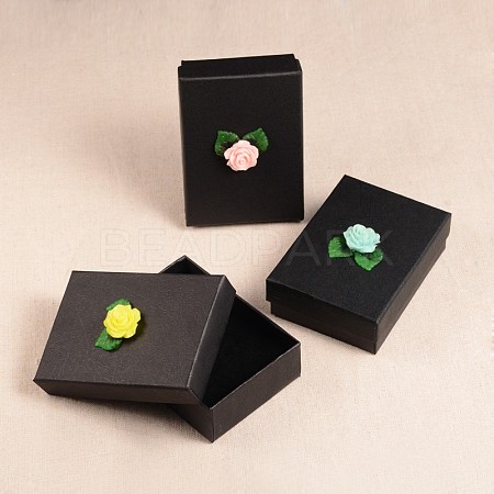 Rectangle Black Cardboard Jewelry Box CBOX-JP00001-1