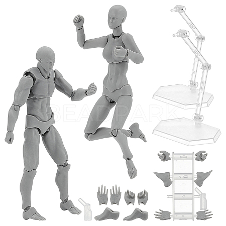 2Pcs 2 Styles PVC Human Drawing Model Figure Figurine Set DJEW-OC0003-92-1