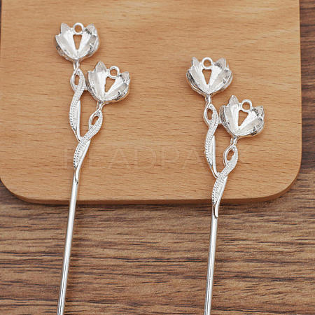 Alloy Hair Stick Findings FIND-WH0092-57S-1