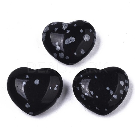 Natural Snowflake Obsidian Heart Love Stone G-N0326-56A-1