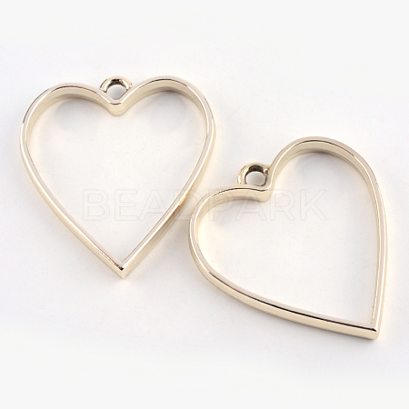 Rack Plating Alloy Heart Open Back Bezel Pendants LS-PALLOY-S047-12E-FF-1