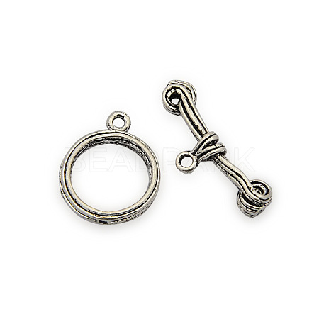 Brass Ring Toggle Clasps KK-J185-32AS-1