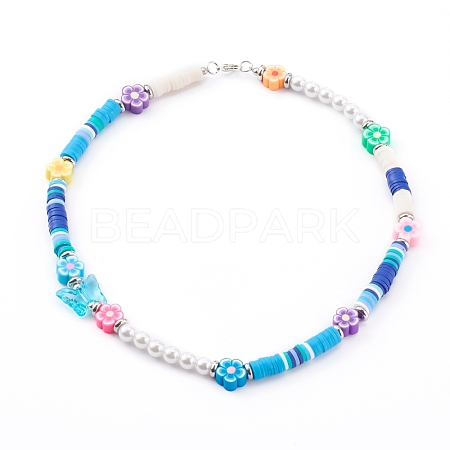 Handmade Polymer Clay Beaded Necklaces for Kids NJEW-JN03376-1