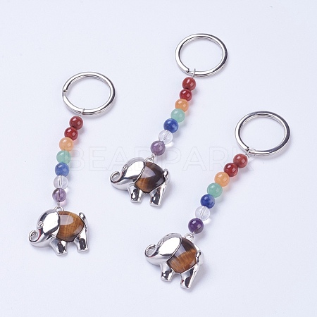 Natural Tiger Eye Chakra Keychain KEYC-P040-E05-1