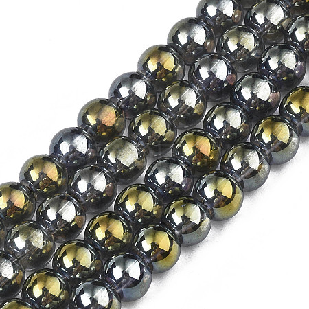 Electroplate Glass Beads Strands X-EGLA-Q062-8mm-A05-1