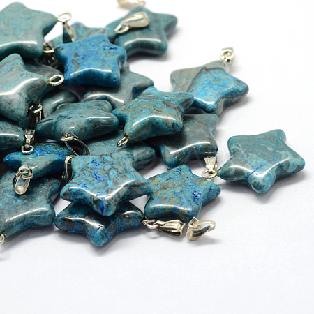 Star Dyed Natural Gemstone Pendants G-Q367-10-1