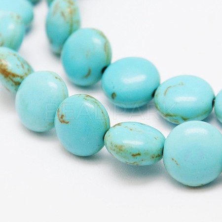 Flat Round Synthetic Turquoise Beads Strands LS-TURQ-I022-10x5mm-05-1