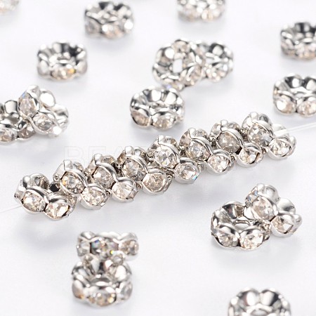 Brass Rhinestone Spacer Beads X-RB-A014-L6mm-01P-NF-1