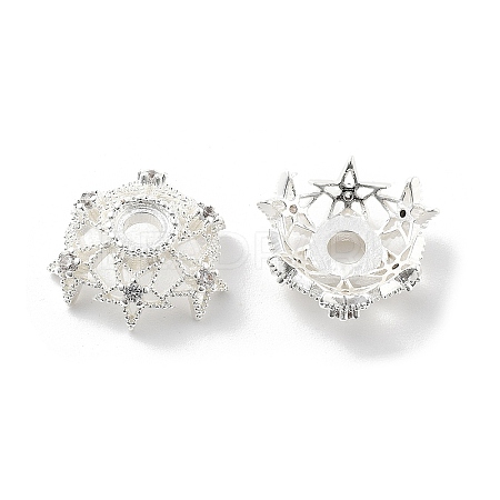 Brass Micro Pave Clear Cubic Zirconia Bead Caps KK-R216-03S-01-1