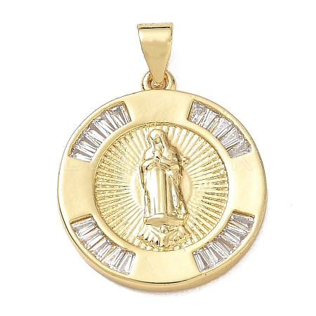 Brass Micro Pave Clear Cubic Zirconia Pendants CU-CBAC7ED-02G-1