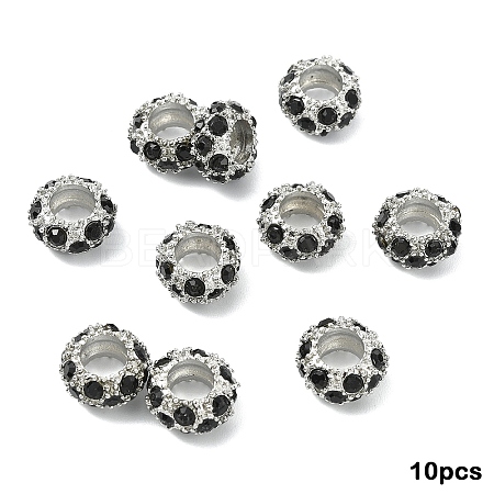 10Pcs Alloy Rhinestone European Beads CPDL-YW0001-02D-1