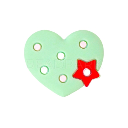 Heart with Star Food Grade Eco-Friendly Silicone Focal Beads PW-WG85558-08-1