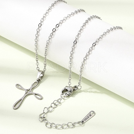 304 Stainless Steel Religion Cross Pendant Necklaces SA-CBAB727-02P-1