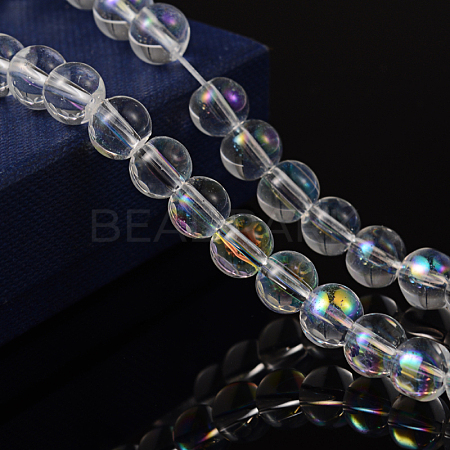 Round Glass Beads Strands GR8mm01Y-AB-1
