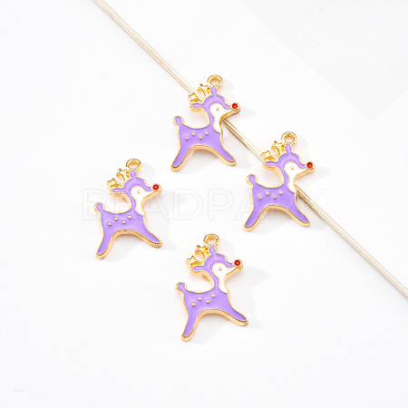 20Pcs Light Gold Alloy Enamel Pendants ENAM-YW0001-73A-1