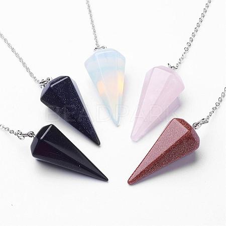 Natural & Synthetic Mixed Stone Hexagonal Pointed Dowsing Pendulums G-D847-M-1