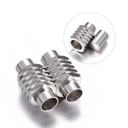 304 Stainless Steel Magnetic Clasps with Glue-in Ends STAS-H055-2-1