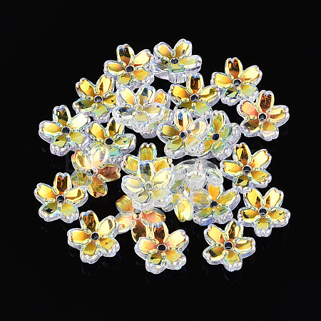 Transparent Electroplate Glass Bead Caps EGLA-N015-01B-1