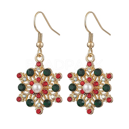 Christmas Alloy Rhinestone Dangle Earrings EJEW-JE06121-01-1