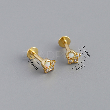 925 Sterling Silver Micro Pave Clear Cubic Zirconia with Synthetic Opal Cartilage Earrings FS-WG3DFDB-17-1