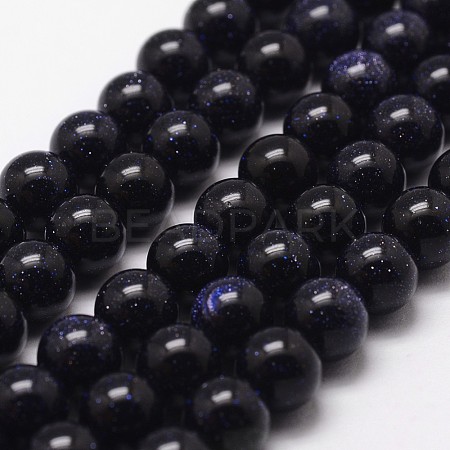 Blue Goldstone Beads Strands X-G-D840-81-6mm-1
