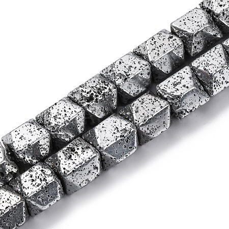 Electroplated Natural Lava Rock Beads Strands G-A256-D01-01A-1