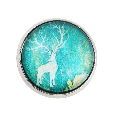 Round with Deer Glass Brooches JEWB-A022-01F-1