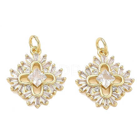 Brass Micro Pave Clear Cubic Zirconia Pendants CU-CBA01AA-37G-1