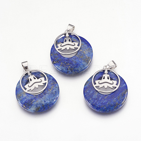 Natural Dyed Lapis Lazuli Pendants KK-F751-J09-1