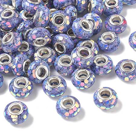 Transparent Resin Rondelle European Beads RESI-S023-15-1