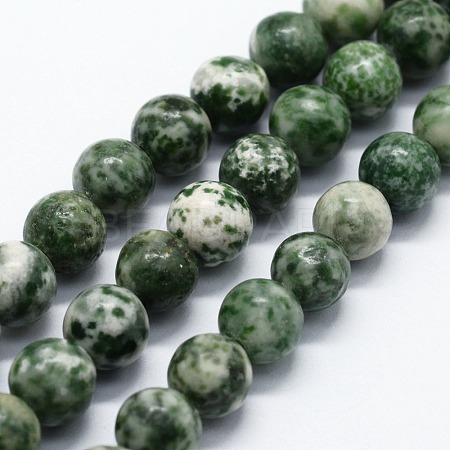 Natural Green Spot Jasper Beads Strands X-G-I199-30-4mm-1